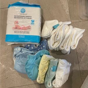 Charlie Banana Cloth Diapers and Inserts - Blue, Yellow, White